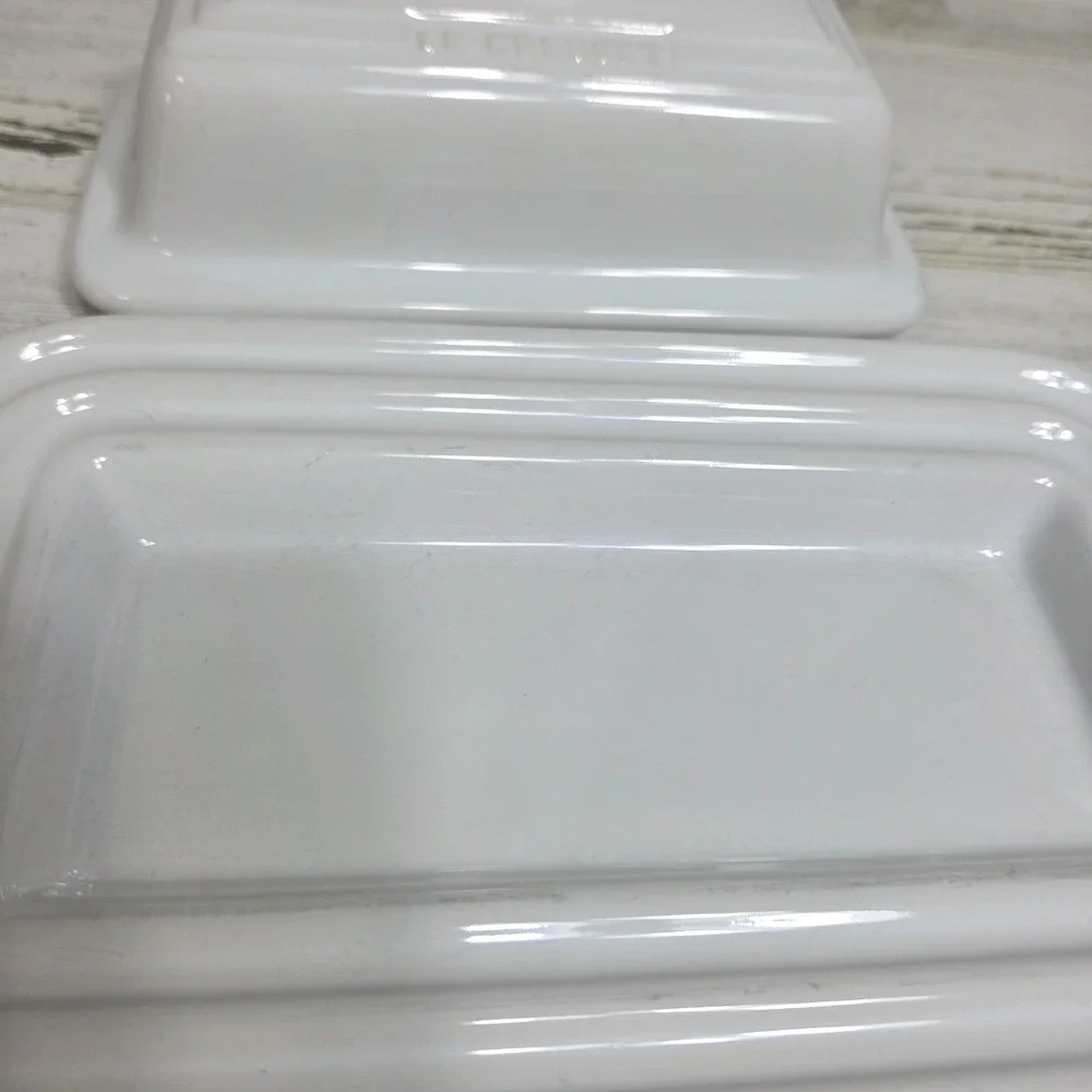 Le Creuset White Heritage Stoneware Covered Butter Dish Rectangular 2 Piece